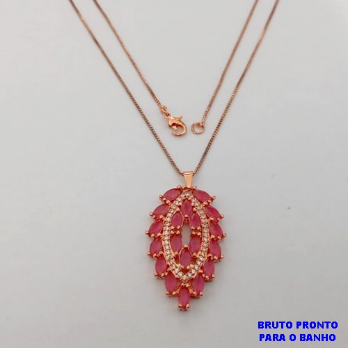 GARGANTILHA NO BRUTO PRONTO PARA O BANHO(173)-GARGANTILHA COM CORRENTE VENEZIANA DE 45+EXTENSOR - TAMANHO PINGENTE 3.5CM / PESO 6.6GR - BRU25262