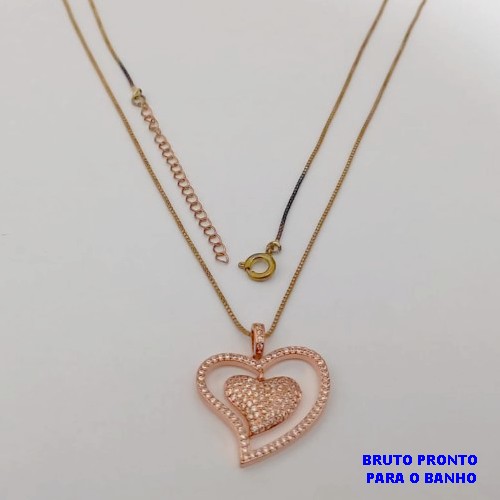 GARGANTILHA NO BRUTO PRONTO PARA O BANHO(173)-GARGANTILHA COM CORRENTE VENEZIANA DE 45+EXTENSOR - TAMANHO PINGENTE 2CM/ PESO 4.5GR - BRU25266