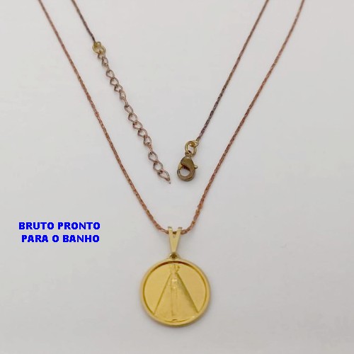 GARGANTILHA NO BRUTO PRONTO PARA O BANHO(174)-GARGANTILHA COM CORRENTE L11 COM FECHO LAGOSTA (TAMANHO 45CM+EXTENSOR)( PINGENTE DE 1.5MM)/ PESO 2.8GR - BRU25283