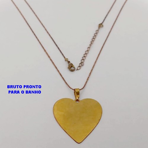 GARGANTILHA NO BRUTO PRONTO PARA O BANHO(174)-GARGANTILHA COM CORRENTE L11 COM FECHO LAGOSTA (TAMANHO 45CM+EXTENSOR)( PINGENTE DE 3cm)/ PESO 2.8GR - BRU252834