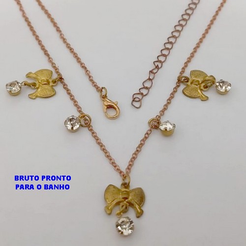 SHOCKER NO BRUTO PRONTO PARA O BANHO(CX175) SHOCKER SIMPLES E DELICADA COM PEDRINHAS DE CRISTAL / PESO TOTAL 3.9GR / TAMANHO 40CM+ EXTENSOR / BRU25327