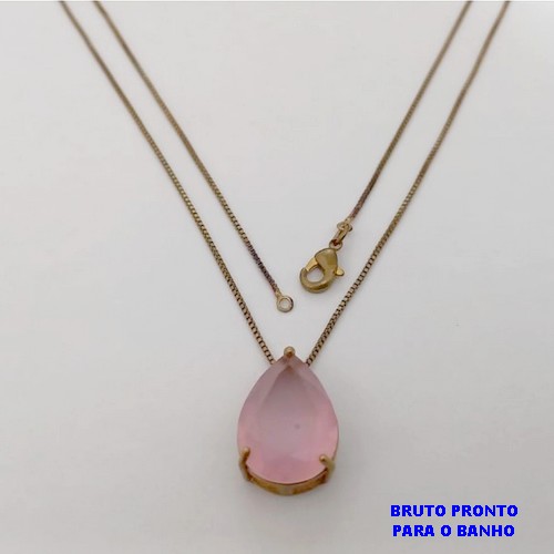 GARGANTILHA NO BRUTO PRONTO PARA O BANHO(CX175) GARGANTILHA COM CORRENTE VENEZIANA DE 45CM E PINGENTE COM BASE EM ALTA FUSÃO DE 20X13MM / PESO TOTAL 3.6GR / BRU25329