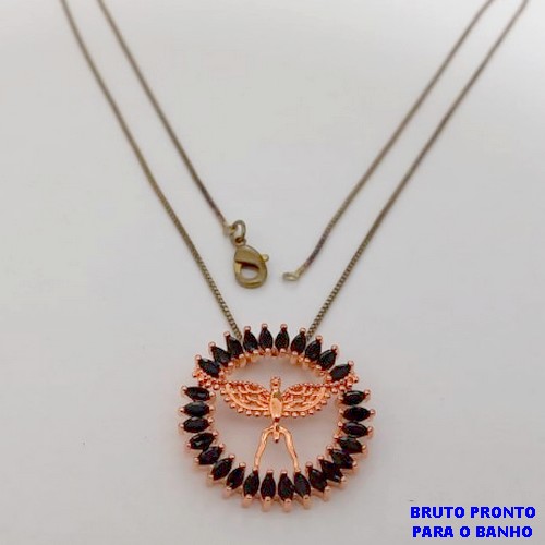 GARGANTILHA NO BRUTO PRONTO PARA O BANHO(CX175) GARGANTILHA COM CORRENTE VENEZIANA DE 45CM E PINGENTE COM BASE EM ALTA FUSÃO DE 2,5CM / PESO TOTAL 4.9GR / BRU25331