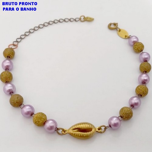 PULSEIRA NO BRUTO PRONTO PARA O BANHO(CX175) PULSEIRA NO BRUTO SIMPLES E DELICA PINGENTE PEROLAS BOLAS DE 6MM DIAMANTADA DE 6MM / / PESO TOTAL 4.9GR / BRU25336