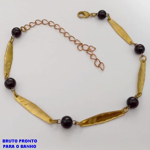 PULSEIRA NO BRUTO PRONTO PARA O BANHO(CX175) PULSEIRA NO BRUTO SIMPLES E DELICADA BOLAS DE 4MM E CHAPINHAS TRABALHADAS/ / PESO TOTAL 3,7GR / BRU25338