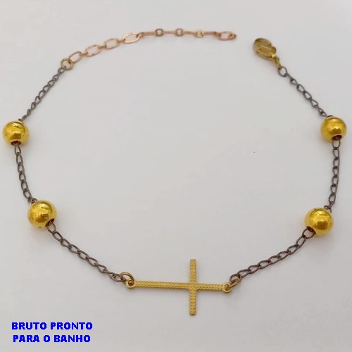 PULSEIRA NO BRUTO PRONTO PARA O BANHO(CX175) PULSEIRA NO BRUTO SIMPLES E DELICADA COM CONTAS EM LATÃO / PESO TOTAL 3,7GR / BRU25340