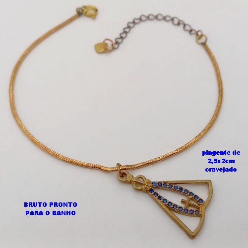 PULSEIRA NO BRUTO PRONTO PARA O BANHO(CX176) PULSEIRA COM CORRENTE cordão rabo de rato E PINGENTE NOSSA SENHORA APARECIDA DE 2XX2,5CM / TAMANHO 18CM+EXTENSOR / PESO TOTAL 3.9GR / BRU25364