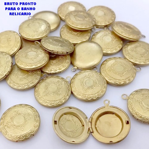 RELICARIO NO BRUTO PRONTO PARA O BANHO(CX176) RELICARIO 100% LATÃO REDONDO DE 20MM(2CM) / PESO 2,7GR / BRU25369