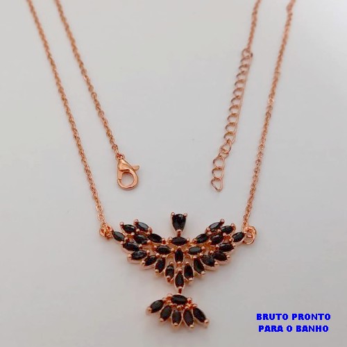 GARGANTILHA NO BRUTO PRONTO PARA O BANHO(CX176) COM CORRENTE VENEZIANA COM AGUIA TODO EM ZIRCONIA 3CM / PESO 4,7GR / BRU25376