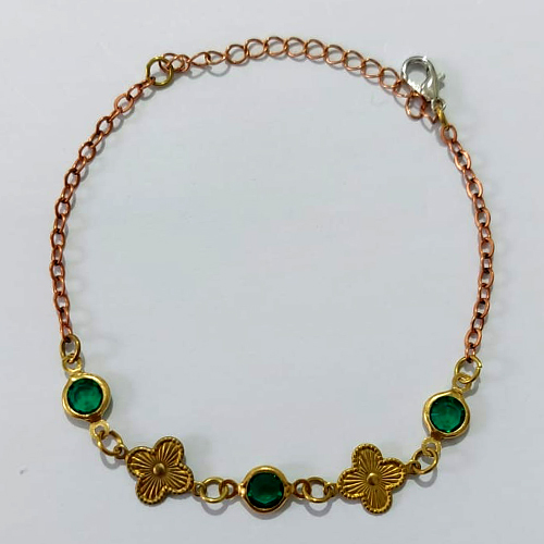PULSEIRA NO BRUTO PRONTO PARA O BANHO - (CX.57) PULSEIRA VAN CLEFF COM PEDRA CRISTAL VERDE 17CM / PESO 2,1GR / BRU25500