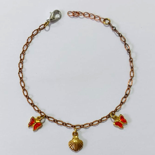 PULSEIRA NO BRUTO PRONTO PARA O BANHO - (CX.57) M PULSEIRAS CORAÇÔES E CONCHA 17CM / PESO 1,6GR / BRU25502