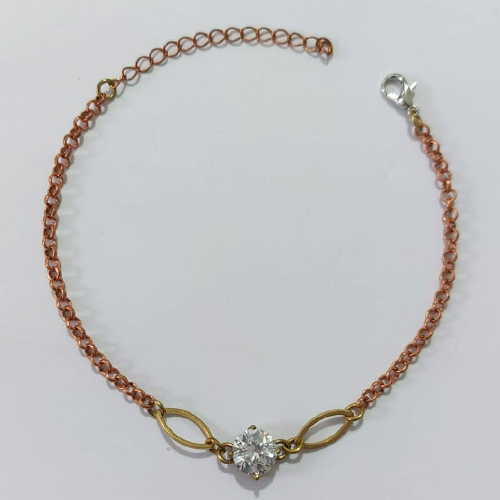 PULSEIRA NO BRUTO PRONTO PARA O BANHO - (CX.57) PULSEIRA COM ZIRCÔNIA REDONDA 17CM / PESO 3,5GR / BRU25505