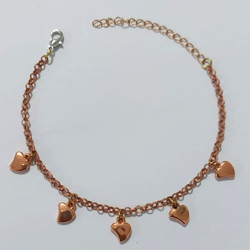 PULSEIRA NO BRUTO PRONTO PARA O BANHO - PULSEIRA COM CORAÇÕES 17CM / PESO 2,7GR / BRU25506