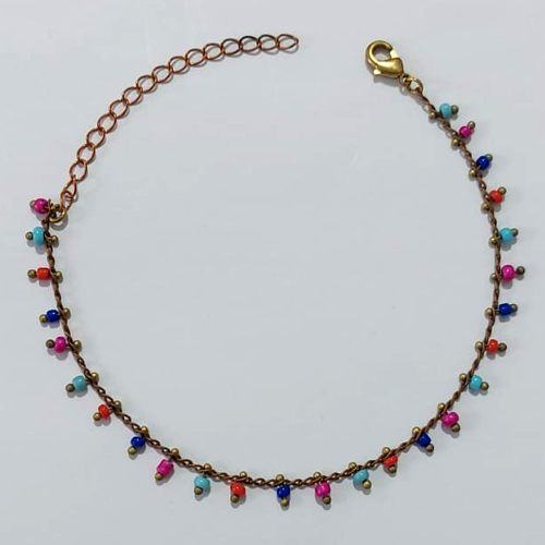 PULSEIRA NO BRUTO PRONTO PARA O BANHO - (CX.57) PULSEIRA COM BOLINHAS COLORIDAS 16CM / PESO 2,3GR / BRU25507