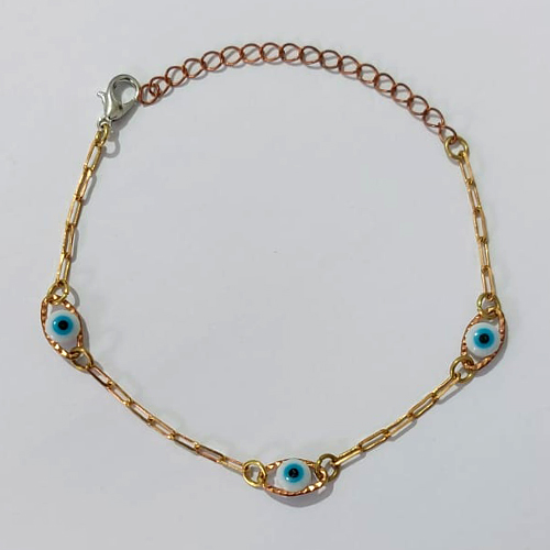 PULSEIRA NO BRUTO PRONTO PARA O BANHO - PULSEIRA COM OLHOS GREGOS 17CM / PESO 2,1GR / BRU25514