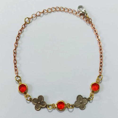 PULSEIRA NO BRUTO PRONTO PARA O BANHO - PULSEIRA COM VAN CLEEF E PEDRAS CRISTAIS 17CM / PESO 2,2GR / BRU25516