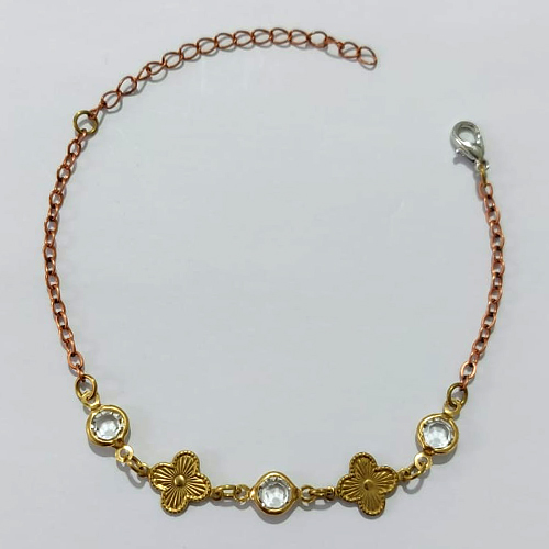 PULSEIRA NO BRUTO PRONTO PARA O BANHO - PULSEIRA COM VAN CLEEF E PEDRAS CRISTAIS 17CM / PESO 2,2GR / BRU25517