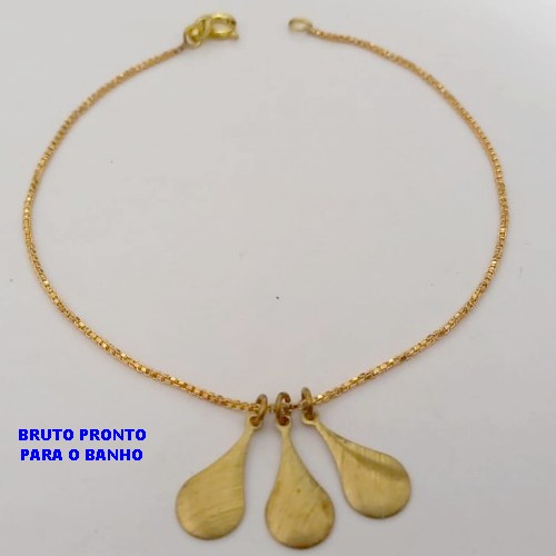 PULSEIRA NO BRUTO PRONTO PARA BANHO (CX177) (100% LATÃO) -SIMPLES E DELICADA DE 18CM - PESO TOTAL 1.5GR - BRU25430
