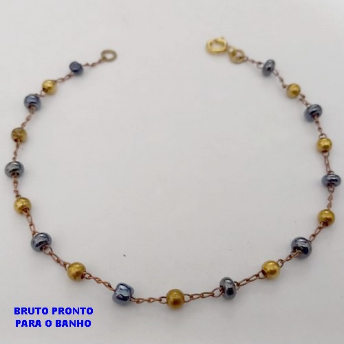 PULSEIRA NO BRUTO PRONTO PARA BANHO (CX177) (100% LATÃO) -SIMPLES E DELICADA DE 18CM - PESO TOTAL 2.1GR - BRU25431
