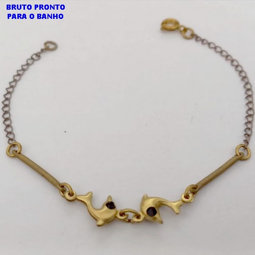 PULSEIRA NO BRUTO PRONTO PARA BANHO (CX177) (100% LATÃO) -SIMPLES E DELICADA DE 18CM - PESO TOTAL 1.6GR - BRU25432