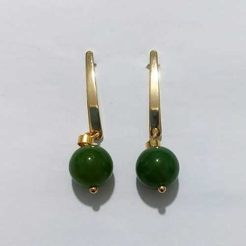 BRINCO FOLHEADO A OURO - BANHADO COM 5 MILÉSIMOS + VERNIZ DIAMOND - BRINCO DE PINO BASE FINA E PINGENTE EM ACRÍLICO VERDE 42MM - OURO1318