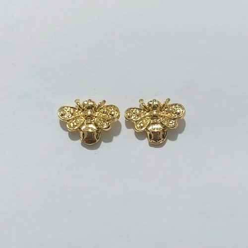 BRINCO FOLHEADO A OURO - BANHADO COM 5 MILÉSIMOS + VERNIZ DIAMOND - BRINCO DE PINO BORBOLETA 14MM - OURO1319