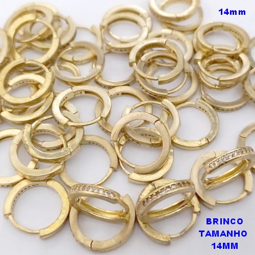 BRINCO NO BRUTO PRONTO PARA O BANHO(CX178) - BRINCO ARGOLINHA DE PRESSÃO REDONDO cravejado com uma fileira de zirconia - TAMANHO: 14MM - PESO TOTAL 1.5GR - BRU25454