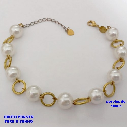 PULSEIRA NO BRUTO PRONTO PARA O BANHO(CX178) - PULSEIRA TODA EM PEROLA DE 10MM - TAMANHO: 18CM+ EXTENSOR - PESO TOTAL 9GR - BRU25465