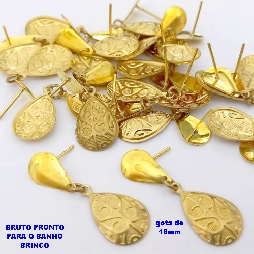BRINCO NO BRUTO PRONTO PARA O BANHO(CX178) - BRINCO COM PINGENTE SIMPLES E DELICADO- PESO TOTAL 2.4GR - BRU25472