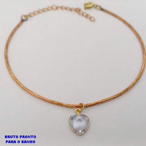 PULSEIRA NO BRUTO PRONTO PARA O BANHO(CX178) -PULSEIRA COM CORRENTE RABO DE RATO E PEDRA DE ZIRCONIA DE 10MM- PESO TOTAL 3.2GR - BRU25481