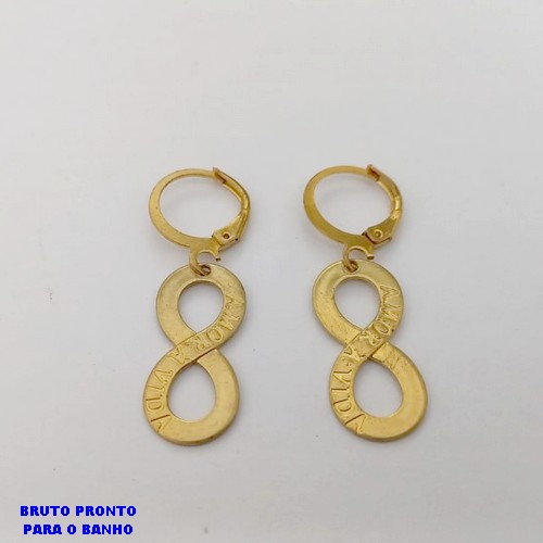 BRINCO NO BRUTO PRONTO PARA O BANHO(CX178) -BRINCO ARGOLINHA DE PRESSÃO PINGENTE INFINITO DE 2,2CM - PESO TOTAL 2.1GR - BRU25483
