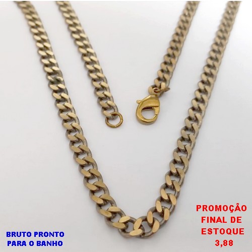 CORRENTE NO BRUTO PRONTO PARA O BANHO(CX179)CORRENTE ELLO BATIDO -LARGURA 6MM - TAMANHO 50CM - COM FECHO LAGOSTA - PESO 27.4GR - BRU25537