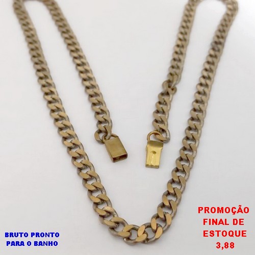 CORRENTE NO BRUTO PRONTO PARA O BANHO(CX179)CORRENTE ELLO BATIDO -LARGURA 5.8MM - TAMANHO 50CM - COM FECHO GAVETA - PESO 27.3GR - BRU25548