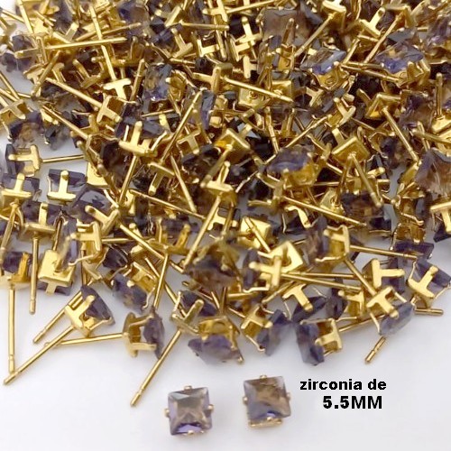 BRINCO NO BRUTO PRONTO PARA O BANHO(pote)- BRINCO DE PINO COM PEDRA DE ZIRCONIA DE 5.5MM QUADRADA - TAMANHO 5.5MM - PESO TOTAL 0,4GR - BRU25575