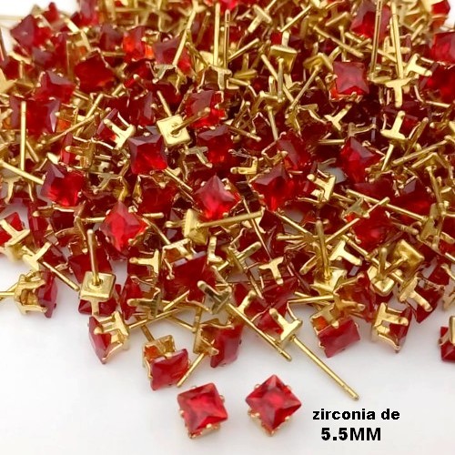BRINCO NO BRUTO PRONTO PARA O BANHO(pote)- BRINCO DE PINO COM PEDRA DE ZIRCONIA DE 5.5MM QUADRADA - TAMANHO 5.5MM - PESO TOTAL 0,4GR - BRU25576