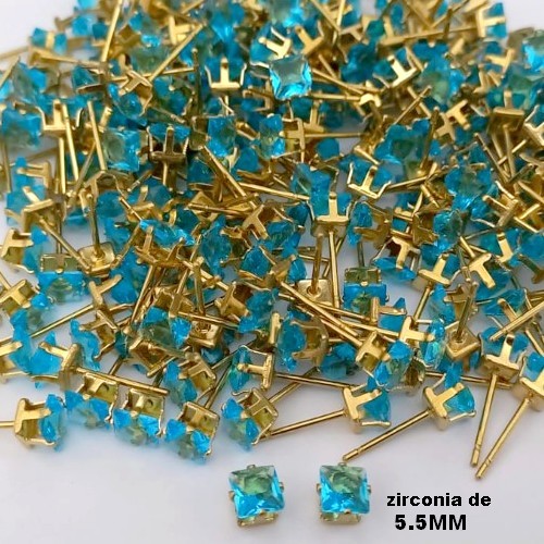 BRINCO NO BRUTO PRONTO PARA O BANHO(pote)- BRINCO DE PINO COM PEDRA DE ZIRCONIA DE 5.5MM QUADRADA - TAMANHO 5.5MM - PESO TOTAL 0,4GR - BRU25577