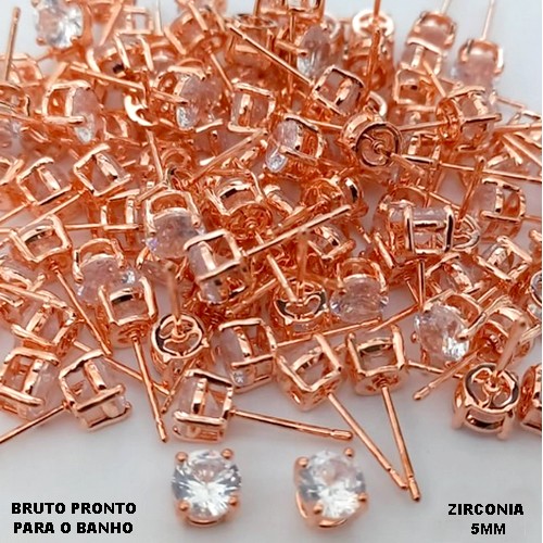 BRINCO NO BRUTO PRONTO PARA O BANHO(CX180)- BRINCO DE PINO COM PEDRA DE ZIRCONIA DE 5MM (BASE EM ALTA FUSÃO - PESO TOTAL 0,4GR - BRU255834
