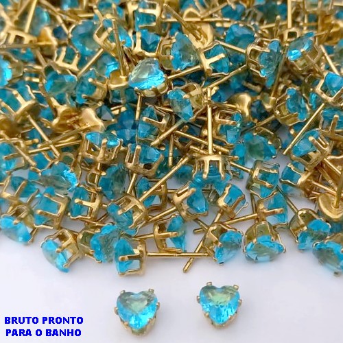 BRINCO NO BRUTO PRONTO PARA O BANHO(pote)- BRINCO DE PINO COM PEDRA DE ZIRCONIA DE 5.5MM QUADRADA - TAMANHO 6MM - PESO TOTAL 0,6GR - BRU25609