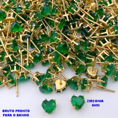 BRINCO NO BRUTO PRONTO PARA O BANHO(pote)- BRINCO DE PINO COM PEDRA DE ZIRCONIA DE 6MM QUADRADA - TAMANHO 6MM - PESO TOTAL 0,6GR - BRU25613