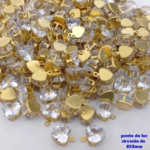 ACESSORIO NO BRUTO PRONTO PARA O BANHO(pote) - PONTO DE LUZ BASE ALTA DE 8MM ( ZIRCONIA) COM UMA ARGOLINHA/ VENDIDA POR UNIDADE / PESO 0,09GR / BRU25627