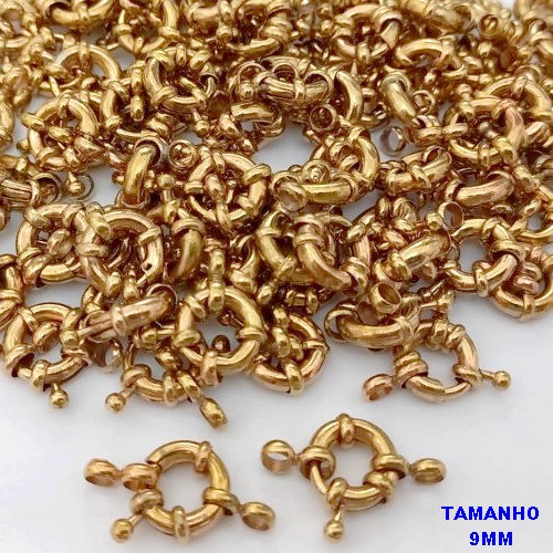 ACESSORIO NO BRUTO PRONTO PARA O BANHO(CX15) - FECHO BOIA - TAMANHO 9MM - VENDIDO POR UNIDADE - PESO 0,09GR - 100% LATÃO - BRU25629