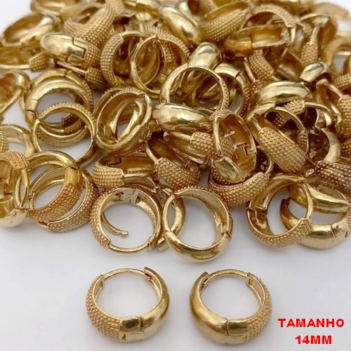 BRINCO NO BRUTO PRONTO PARA O BANHO(CX181)- BRINCO ARGOLINHA DE PRESSÃO (TRANQUETA) - TAMANHO: 14MM - PESO TOTAL 2GR - BRU25643