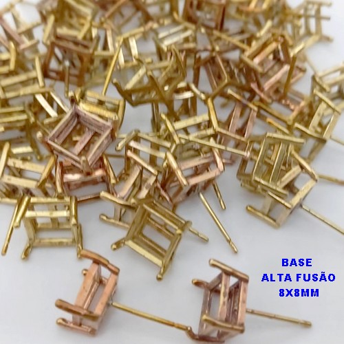 AESSORIO BASE PARA BRINCO NO BRUTO - (CX.182) BASE DE BRINCO QUADRADA TAMANHO 8X8MM (ALTA FUSÃO) (VENDIDA POR PAR) - PESO TOTAL DO PAR 1.5GR - BRU25647