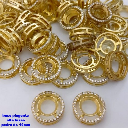 ACESSÓRIO NO BRUTO PRONTO PARA BANHO(pote)BASE PARA PINGENTE EM ALTA FUSÃO CRAVEJADA (PARA PEDRA DE 10MM) - PESO: 1.7GR(VENDIDA POR UNIDADE)- BRU25657