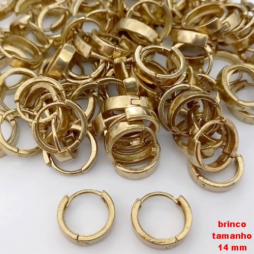 BRINCO NO BRUTO PRONTO PARA O BANHO(CX182)- BRINCO ARGOLINHA DE PRESSÃO (TRANQUETA) - TAMANHO: 14MM - PESO TOTAL 1.9GR - BRU25677