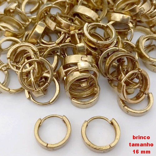 BRINCO NO BRUTO PRONTO PARA O BANHO(CX182)- BRINCO ARGOLINHA DE PRESSÃO (TRANQUETA) - TAMANHO: 16MM - PESO TOTAL 2.7GR - BRU25678