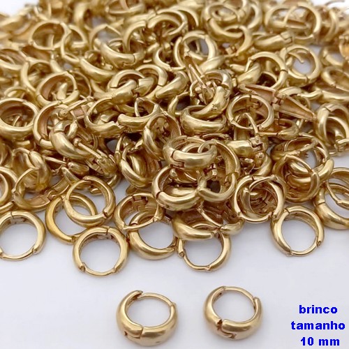 BRINCO NO BRUTO PRONTO PARA O BANHO(CX182)- BRINCO ARGOLINHA DE PRESSÃO (TRANQUETA) - TAMANHO: 10MM - PESO TOTAL 1.1GR - BRU25679