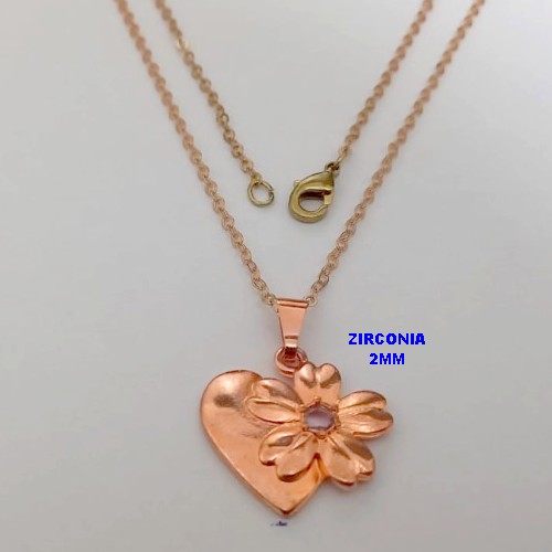 GARGANTILHA NO BRUTO PRONTO PARA O BANHO(CX183)-(CRIS) COM CORRENTE CADEADINHO DE 45CM COM FECHO LAGOSTA(PINGENTE 2CM COM PEDRA ZIRCONIA DE 2MM) - PESO TOTAL 2.9GR - BRU25680
