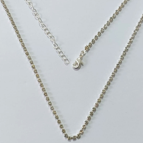 SHOCKER FOLHEADO A PRATA COM 50 MILÉSIMOS + VERNIZ DIAMOND - SHOCKER TODO EM MICROS ZIRCÔNIAS 35CM + EXTENSOR - PRA1039