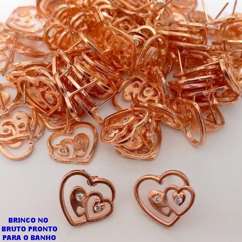 BRINCO NO BRUTO PRONTO PARA O BANHO(CX183) - (CRIS) BRINCO DE PINO CORAÇÃO DE 17MM - PESO TOTAL 2.10GR - BRU